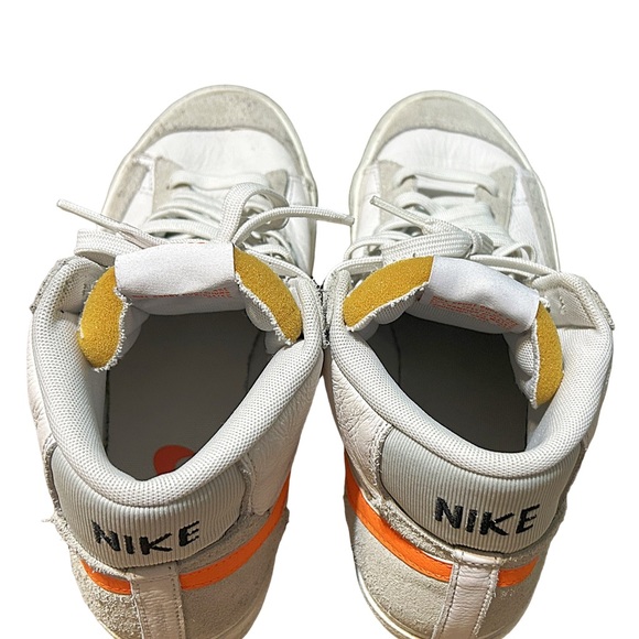 Nike Blazer Mid Size 8 DQ7673-103 White High Top Retro Orange Logo Shoes - Picture 6 of 15